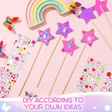 Juexica 30 Pcs Princess Fairy Wand Kit Includes 24 Make Your Own Princess Craft Unfinished Wooden Fairy Wand and 6 Gem Stickers for Girls DIY Magical Crafts(Pink,Purple) Juexica