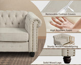 Morden Fort Sofa Set, Chenille Beige, 82''W x 34.5''D x 30''H, Chesterfield Style, Tool-Free Assemble, Pet-Friendly, 1430LBS Weight Capacity Morden Fort