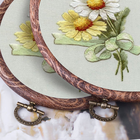 joybest 4 Pcs Embroidery Hoops Set Cross Stitch Hoop Ring Imitated Wood Display Frame-Circle and Oval Hand Embroidery Kits for Art Craft Sewing (Imitated Wood) joybest
