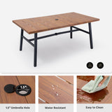 LAUSAINT HOME Outdoor Patio Dining Set 7 Pieces, Outdoor Rattan Dining Table and Chairs Set with Metal Table and Umbrella Hole, Patio Furniture Sets for Garden Backyard Deck Balcony LAUSAINT HOME