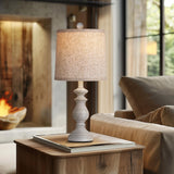 PARTPHONER Traditional Table Lamp Set of 2, Rustic Farmhouse Table Lamps for Living Room Bedroom, 22" Bedside Desk Lamps Vintage Nightstand Lamps with Linen Shades, Antique Grey PARTPHONER