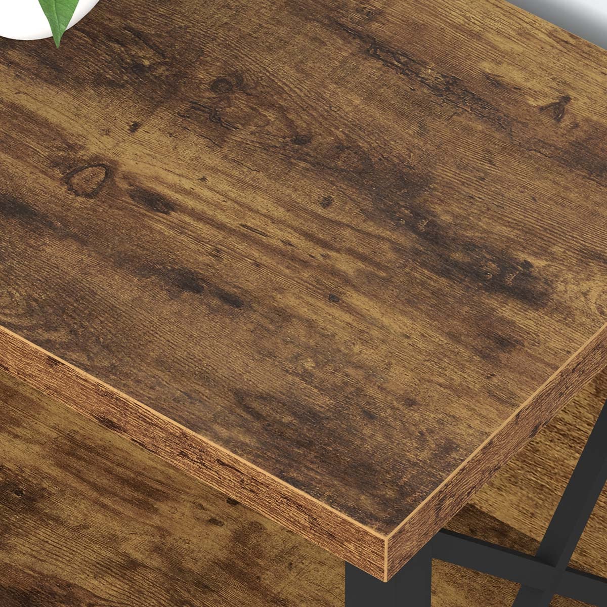 Rustic Brown Industrial Coffee Bar Cabinet with Wine Rack and Ample Storage LVB