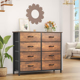 YITAHOME 8 Drawers Fabric Dresser, Furniture Storage Tower Cabinet, Organizer for Bedroom, Living Room, Hallway, Closet, Sturdy Steel Frame, Wooden Top, Easy-to-Pull Fabric Bins YITAHOME