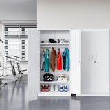 BYNSOE Metal Storage Cabinet 72'' Metal Locker with Locking Metal Storage Locker with Hanging Rod for Office Hospital Require Assembly (White) BYNSOE