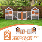 Outvita Rabbit Hutch, Small Wood Chicken Coop, 48" Guinea Pig Cage w/Pull-Out Tray, Waterproof Asphalt Roof, Chicken Run, Interactive Door for Small Animal Pen Outdoor Outvita