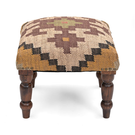 NATURAL FURNISH Handmade Jute Soft Ottomans Square Shape Stool for Sitting and Foot Rest with Wooden Legs, Entryway Modern Stool for Living Room, Bedroom, Hall (Yellow, L 15.74 x W 15.74 x H 14 inch) NATURAL FURNISH
