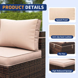 VONZOY Patio Furniture Set, 7-Piece Outdoor Sectional with Waterproof Cover, All-Weather Wicker Patio Conversation Sets for Backyard (Brown with Beige Cushion) VONZOY