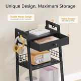 Gewudraw 3-Tier Bathroom Ladder Shelf with Drawer, Freestanding Tower Shelf Ladder Bookshelf for Living Room, Bedroom -Black Gewudraw