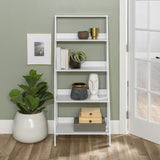 Sophisticated White 4-Shelf Ladder Bookcase by Walker Edison Walker Edison