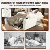 Neioml 3 Motor Large-Wide Lift Chair, Infinite Position, 180° Lay Flat, Power Lift Chairs Recliners for Elderly Big and Tall, Massage & Heat, Extended Footrest, Soft Plush Flannel (Cream White) Neioml