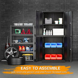 STANI Metal Storage Cabinet, Locking Steel Storage Cabinet with 4 Doors and 2 Adjustable Shelves, 71" Steel Lockable File Cabinet, Tall Steel Cabinet STANI