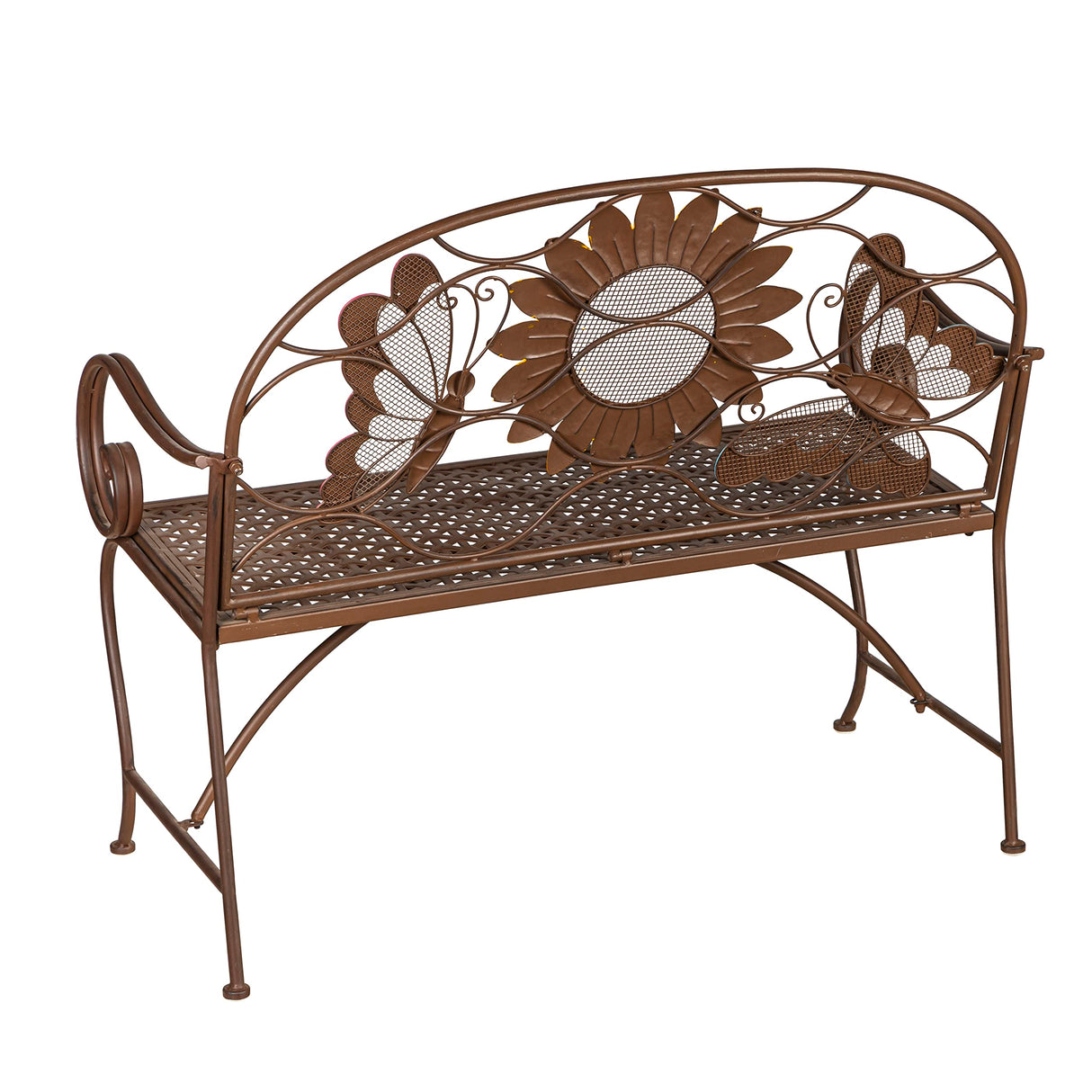 Evergreen Garden Sunflower Garden Bench Outdoors & Indoors | Cast Iron Metal Patio Bench | Outdoor Seating Furniture | Seats for Park, Porch, Deck, Yard Evergreen Garden