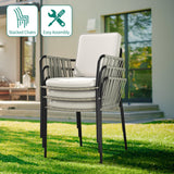 YITAHOME Outdoor Dining Chair Set of 4, All-Weather Rope & Rattan Woven Chairs, Indoor-Outdoor Armchair Seating for Patio, Backyard, Poolside, Balcony - Grey Rattan & Beige YITAHOME