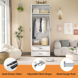 Mhsatyrs Armoire Wardrobe Closet with 2 Drawers: 88" White Bedroom Closet, Wood Wardrobe Closets with 2 Doors, Tall Armoire Cabinet and Storage Shelves for Clothing (31") Mhsatyrs