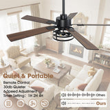 Vaczon 52" Farmhouse Ceiling Fans with Lights and Remote, Outdoor Ceiling Fan Dual Finish 5 Blades 6-Speed Quiet and Reversible DC Motor, Ceiling Fan with Light for Bedroom Living Room and Patio Vaczon