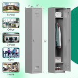 Kooyon Metal Lockers for Employees,71" Metal Storage Cabinet with Lock,1 Door Steel Storage Locker Cabinet for Home,Gym,School, Office,Garage-Assembly Required(Gray) Kooyon