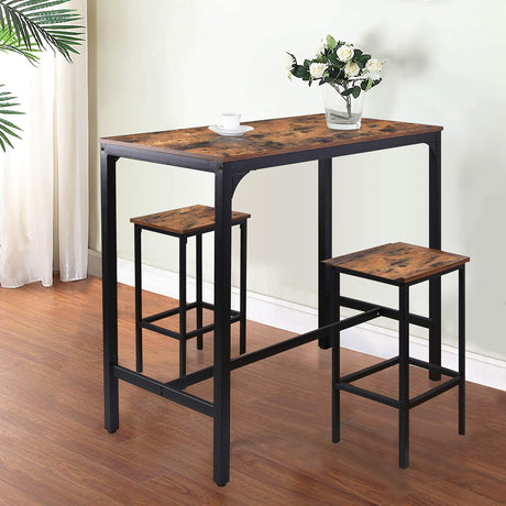 VEIKOU 47'' Rustic Brown Industrial Bar Table with Adjustable Legs VEIKOU