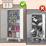 White Metal Pantry Cabinet with 2 Doors and Adjustable Shelves, 61" Kitchen Storage cabinets with Gold Handles, Versatile Storage for Laundry/Living/Dinning Room, Bathroom,Utility Room winiowa