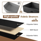 EnHomee Nightstand with Charging Station, Tall Night Stand with 5 Dresser Drawers, LED Nightstands with USB Ports & Outlets, Black Night Stand with Side Bag, Night Stands with Storage Shelf, Bedroom EnHomee