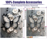 Diamond Art Kits for Adults, Butterfly Flower 5D DIY Diamond Painting Kit for Adults, Diamond Dots for Adults, Diamond Dots Painting Picture Art Craft for Home Wall Decor, 12x16 Inch Baiwanerxiang