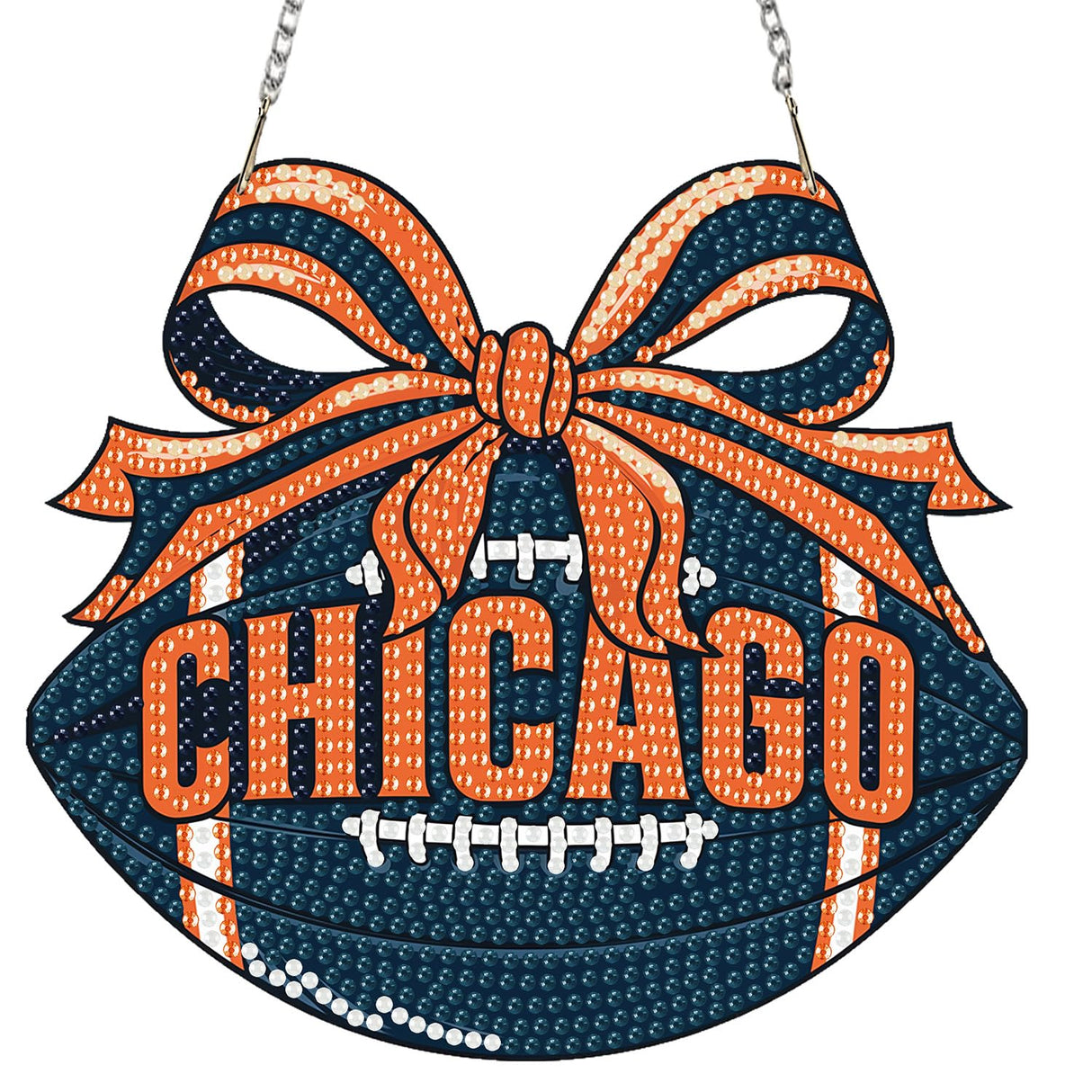 Rertcioph Football Diamond Art Hanging Kit for Adults, DIY Acrylic 5D Diamond Painting Hanging Ornament for Chicago Home Wall Decor and Gift Rertcioph