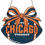 Rertcioph Football Diamond Art Hanging Kit for Adults, DIY Acrylic 5D Diamond Painting Hanging Ornament for Chicago Home Wall Decor and Gift Rertcioph