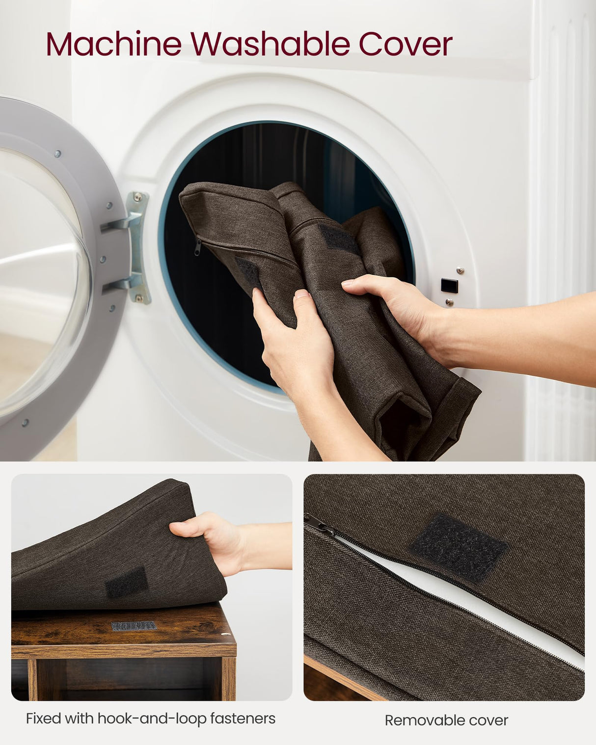 VASAGLE Shoe Bench with Cushion, Storage Bench with Padded Seat, Entryway Bench with 15 Compartments, for Bedroom, 11.8 x 41.3 x 18.9 Inches, Rustic Brown and Chestnut Brown ULHS15BX VASAGLE