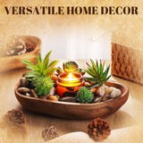 2 Pcs Wooden Dough Bowls for Decor Oblong Decorative Bowl Home Decor Fruit Vessel for Kitchen Counter Rustic Carved Serving Container Long Wooden Bread Tray for Dining Room Table(10 x 6 x 2 Inch) Unittype