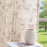 jinchan Linen Floral Curtains 84 Inch Farmhouse Country Flower Drapes Rustic Window Curtains Light Filtering for Living Room Bedroom Laundry Back Tab 2 Panels Taupe on Beige jinchan