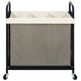 STO STO Laundry Hamper 3 Section, 120L Rolling Laundry Sorter Cart with Removable and Washable Liner Bag, Rolling Clothes Hamper with Metal Handle for Laundry Room and Bedroom STO STO