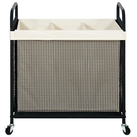 STO STO Laundry Hamper 3 Section, 120L Rolling Laundry Sorter Cart with Removable and Washable Liner Bag, Rolling Clothes Hamper with Metal Handle for Laundry Room and Bedroom STO STO