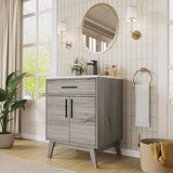 AMERLIFE 24.5" Bathroom Vanity with Sink Combo, Mid-Century Modern Small Single Bathroom Cabinet Set, Integrated Sink, Soft Closing Doors with Metal Handles, Bath Vanity Grey AMERLIFE