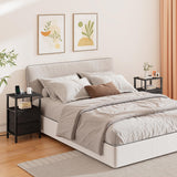 TUTOTAK End Table with Charging Station, Side Table with 1 USB & 1 USB- C type Port and Outlets, Nightstand with Cloth Drawer, Set of 2, Couch Table, Black TB01BK067 TUTOTAK