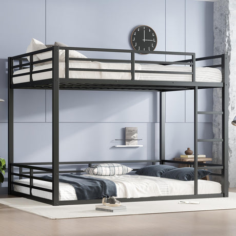 KEIKI Metal Queen Over Queen Bunk Bed for Teens and Adults, Space-Saving/Noise Reduced/No Box Spring Needed, Black KEIKI