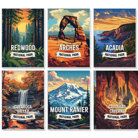 6 Pack National Park Paint by Numbers Kit for Adults Beginner 10x14 Inch, National Parks Adult Paint by Number Kits on Canvas Without Frame, DIY Landscape Painting by Numbers for Home Wall Decor Gift Yezavesu
