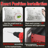 Wide Power Tool Organizer Wall Mount with Charging Station,3 Layer Adjustable Heavy Duty Tool Storage Rack 4 Drills with 8 Outlet Power Strip,Hooks,Screwdriver box,Garage Gifts for Fathers Day,Red CFMASTER