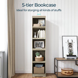 LINSY HOME 5-Shelf Bookcase, Narrow Bookshelves Floor Standing Display Storage Shelves 68 in Tall Bookcase Home Decor Furniture for Home Office, Living Room, Bed Room - Light Brown LINSY HOME