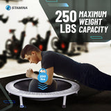 Stamina 36 Inch Durable Rugged Steel Frame Folding Trampoline with MUUV Coaching Audio App and 250 Pound Weight Capacity, Gray Stamina