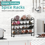 Simple Trending 2-Pack 4 Tier Spice Rack Organizer,Stackable Kitchen Counter Shelves,for Cabinet,Countertop,Pantry, Door or Wall Mount, Metal Mesh,(Jars not included), Black Simple Trending