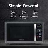 Farberware FMO11AHTBKBD1 Countertop 1000 Watts Microwave Oven with LED Lighting and Child Lock-Perfect for Apartments and Dorms-Easy Clean, 1.1 Cu. Ft, Stainless Steel Farberware