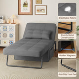 Sleeper Chair Bed, 4 in 1 Convertible Chair Bed Sofa Bed, Assembly-Free Sofa Chair Bed with Adjustable Backrest and Pillow, Modern Breathable Linen Fabric for Living Room Apartment Office, Dark Grey Aiho