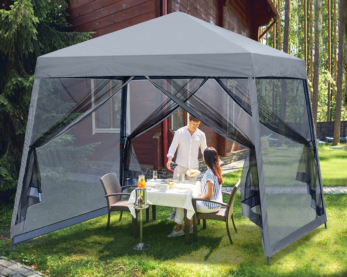 MASTERCANOPY Pop Up Gazebo Canopy with Mosquito Netting (10x10, Light Gray) MASTERCANOPY