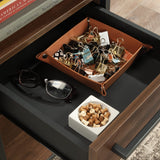 Sauder Nova Loft Single Ped Desk, L: 48.74" x W: 24.96" x H: 29.53", Grand Walnut Finish Sauder