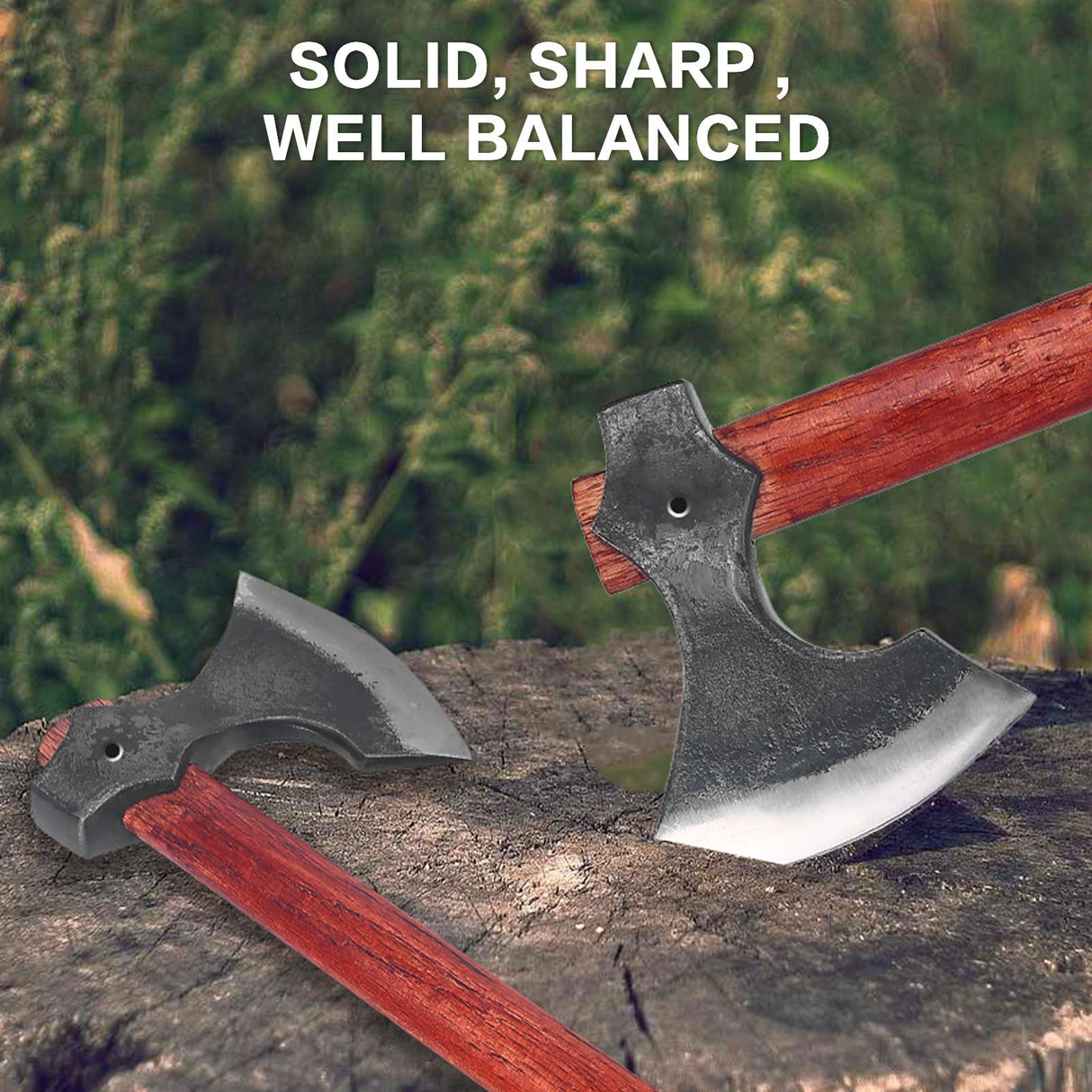 16" Throwing Axe Set with Beech Wood Handle, Professional Throwing Hatchet Set of Two, Viking Style Throwing Tomahawks with Steel Wedge for Adults' Competition and Outdoor Recreation, Red LUIOUS