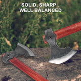 16" Throwing Axe Set with Beech Wood Handle, Professional Throwing Hatchet Set of Two, Viking Style Throwing Tomahawks with Steel Wedge for Adults' Competition and Outdoor Recreation, Red LUIOUS