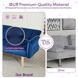TYBOATLE 65" W Velvet Modern Convertible Folding Futon Couch Sofa Bed w/ 2 USB Charging Ports for Compact Living Space, Small Couches for Office, Dorm, RV Room, Apartment, Bedroom (Navy Blue) TYBOATLE