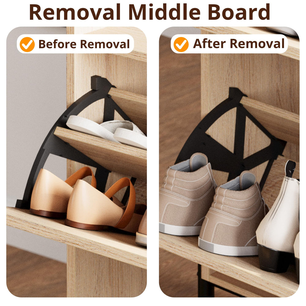 IRONCK Shoe Cabinet Storage with 2 Flip Drawers, Free Standing Wooden Shoe Storage Organizer Cabinet with Rattan Doors for Entryway, Narrow Shoe Rack Cabinet, Oak IRONCK