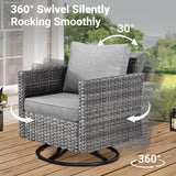 ovios Patio Furniture Set, 8 Piece Outdoor Wicker Sofa with Swivel Rocking Chairs and Comfy Cushions, High Back Rattan Couch Conversation Set, Dark Grey ovios