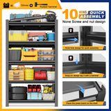 72''H Garage Shelving Heavy Duty Storage Shelves, 5 Tier Adjustable Metal Storage Rack, industrial storage shelves, Steel Shelving, garage shelving units and storage, (23.6"D x 47.3"W x 72"H) SFTORMAS