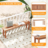 Tangkula Outdoor Wood Bench, 59” Long Patio Dining Bench Set of 2, Backless Wooden Bench with Teak Oil Finish & Slat Seat, Accent Entryway Bench, Farmhouse Bench for Yard, Garden, Porch, Indoors Tangkula